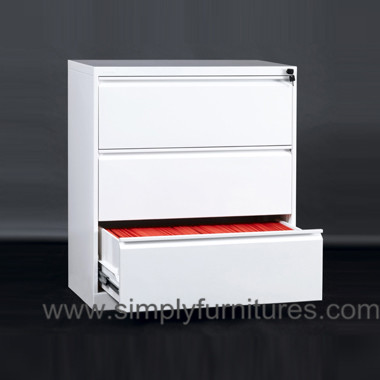 3 drawers steel lateral office cabinet white