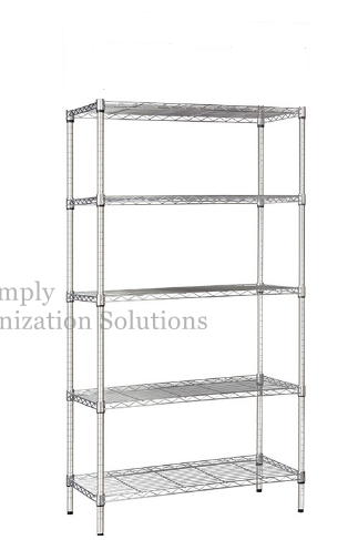 5-layer chrome-plated steel wire shelf unit, metal shelf18”x24”x70”