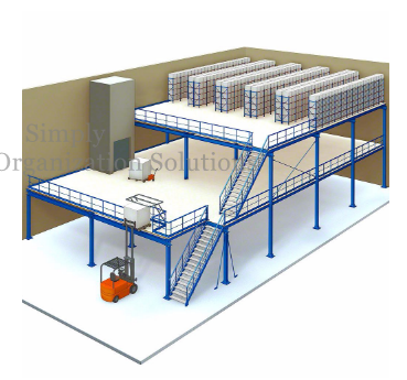 Industrial Warehouse Mezzanine Floor Platform Powder Coated