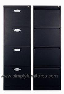 Vertical office file cabinet anti tile designing 4 drawers black