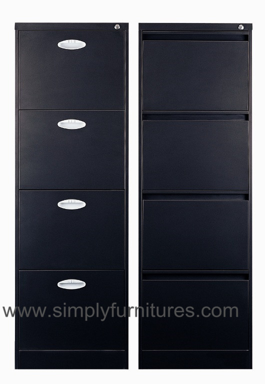 Vertical office file cabinet anti tile designing 4 drawers black