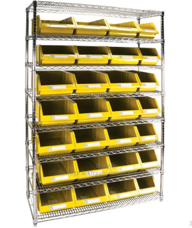 High Grade Plastic Storage Bins Wire Shelving Industrial Application With 8 Shelves