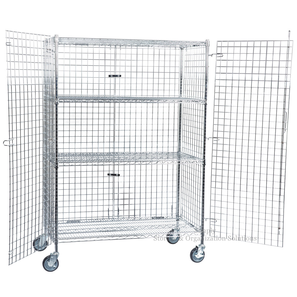 4-Tires Mobil Chrome Wire Security Cage Kit 24" x 48" x 69" with Locker
