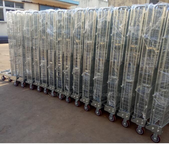 Foldable Distribution 4 Sided Wire Mesh Roller Cage