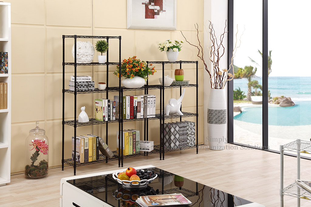 living room epoxy power coating back wire shelving system