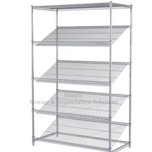 Warehouse Slanted Chrome Plated Wire Shelving Unit With 5 Shelves,H1822XW457XD1060mm