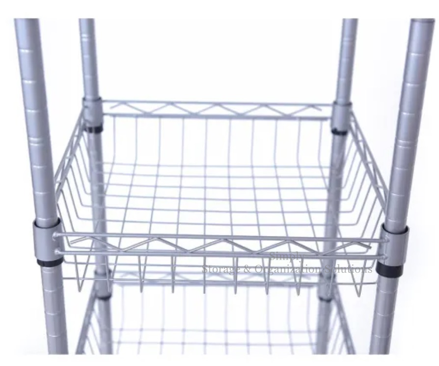 DIY Home Storage Wire Basket Shelving Silver Epoxy Coated