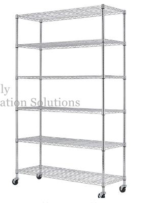 6 tier chrome plated mobile wire shelving with caster