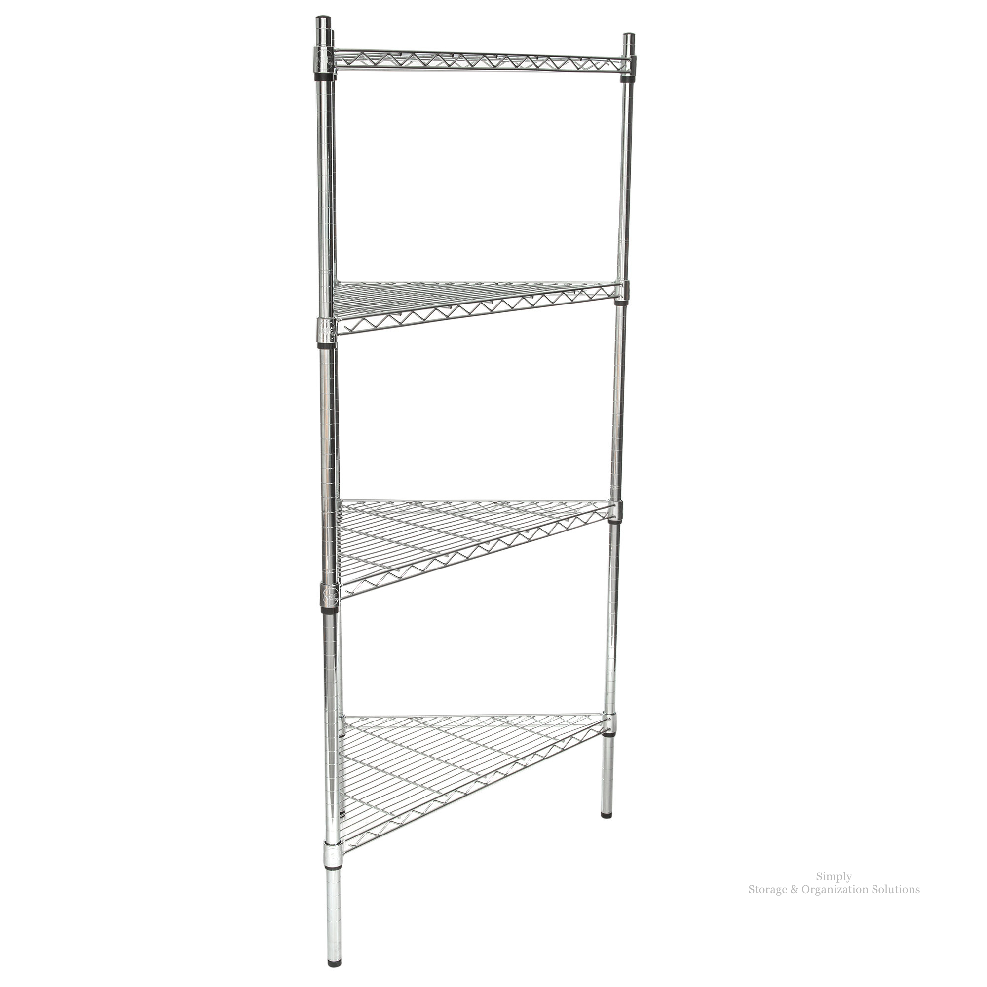 Chrome Wire Triangle Unit With 4 Shelves Storage Use