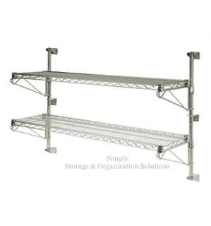 Chrome Wall Mounted Metal Wire Shelving with 2 Shelves