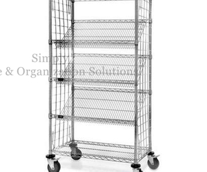 Food Display Storage Systems 5-Tier Slanted Wire Shelving Suture Cart Chrome Finish
