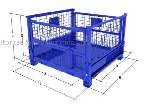 Transport Packaging Wire Mesh Metal Pallet Cage Four Wire Mesh