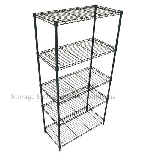 Black Wire Shelving Unit Height Adjustable Commercial Grade with Wheels for Food Sales
