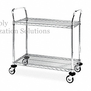 Restaurant Service 2-Layer Wire Trolley Cart 30"W X 14"D X 38"H