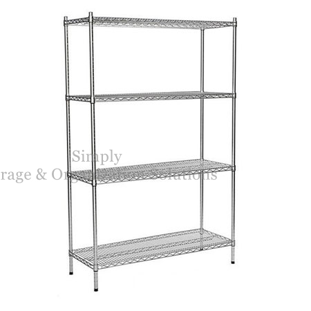 Stable Leveling Feet Wire Shelving Unit Matal Silver Rack Used in Shopping Mall