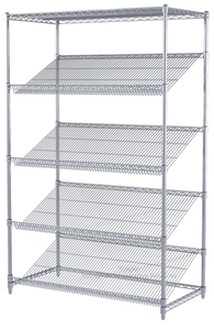 5 Tier Chrome Plated Steel Rack Good Display Sales Unit Slanted Wire Shelving