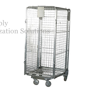 Blue Powder Coating Nestable Roll Cage with Door for Supermarket