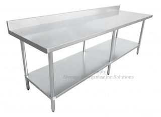 Silver Work Table with Splashback One-Piece Structure Use for Kitchen Restaurant