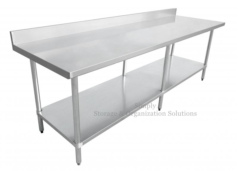 Silver Work Table with Splashback One-Piece Structure Use for Kitchen Restaurant